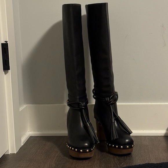 ULLA JOHNSON New Black Elin Leather Tassel Boots - Picture 5 of 7